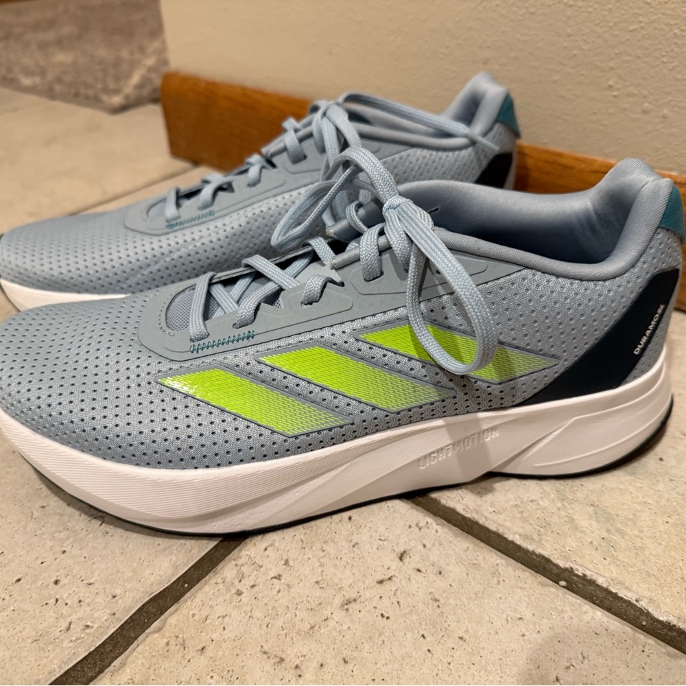 Adidas Light Blue and Neon Green Sneakers